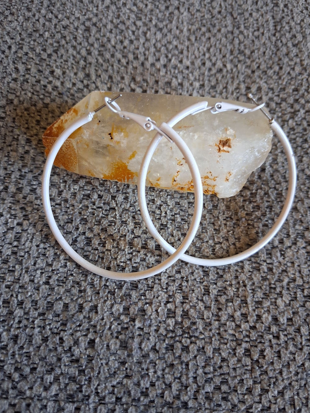 White Hoop Earrings - Brand
